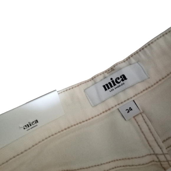 Mica Women's High Waisted Cream Flare Slit Wide Leg Jean NWT Size 24 - Picture 4 of 11